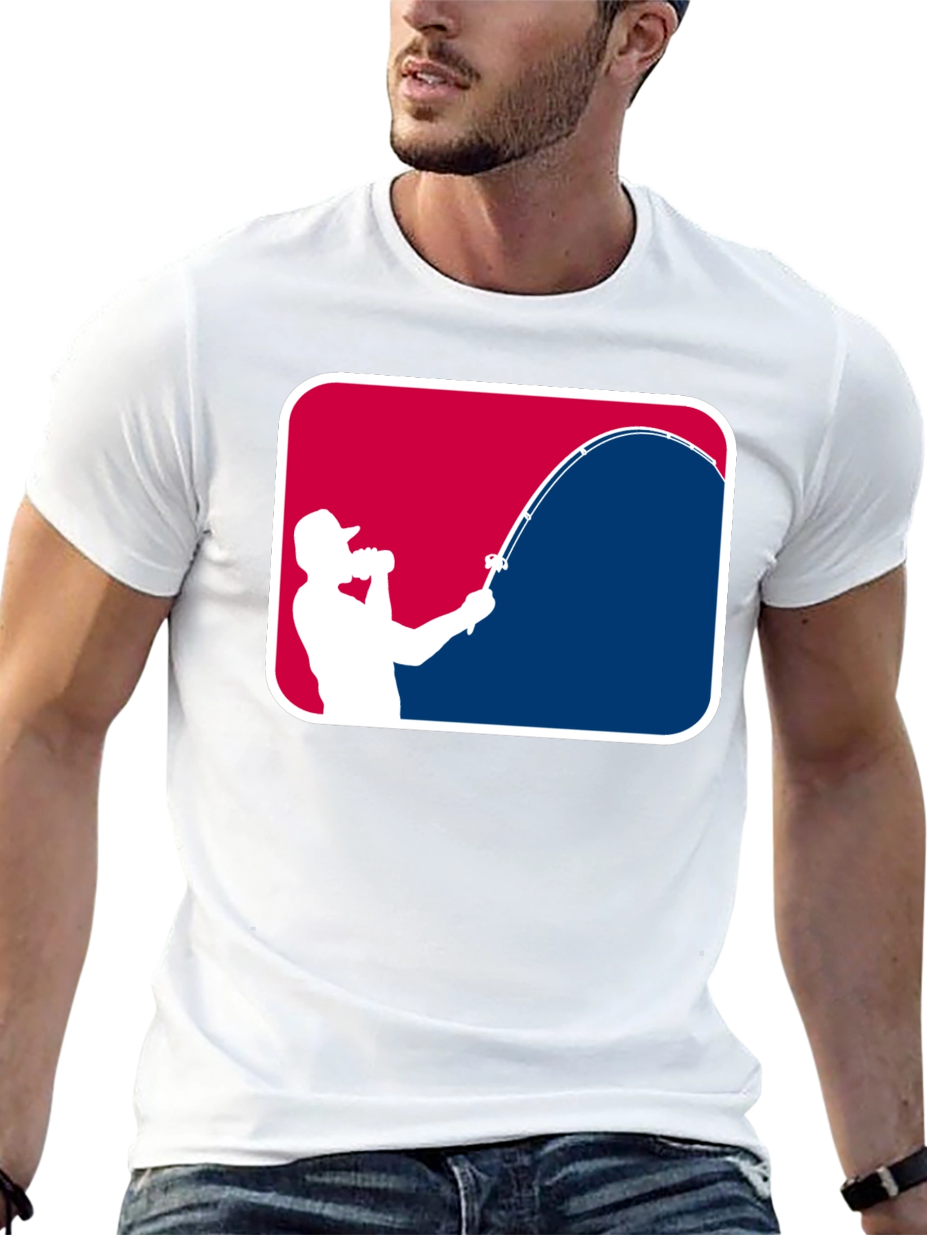 Fishing Silhouette Graphic Tee - Black Cotton Casual Shirt