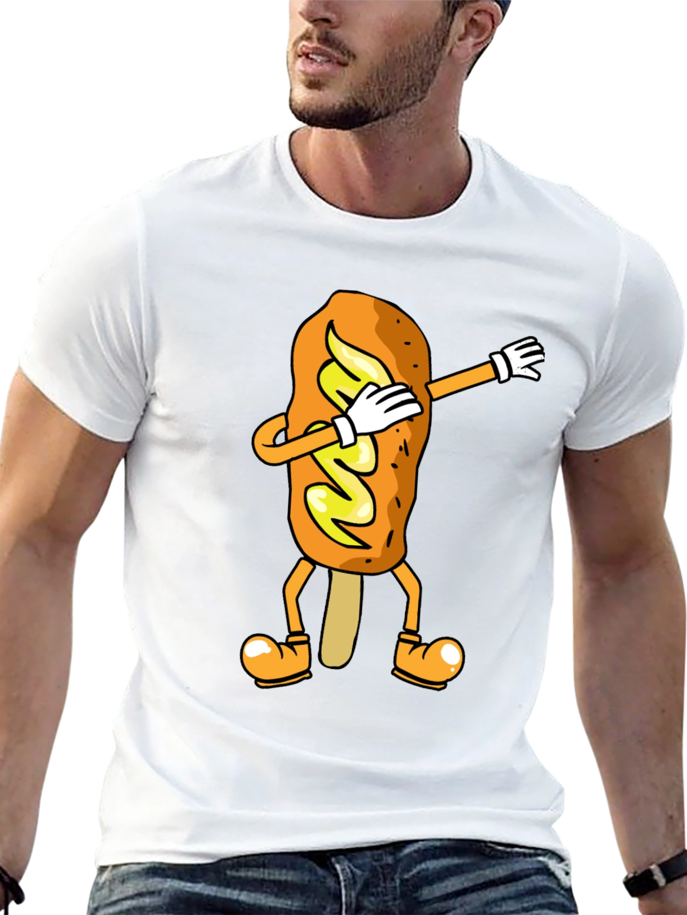Dabbing Corn Dog Graphic T-Shirt