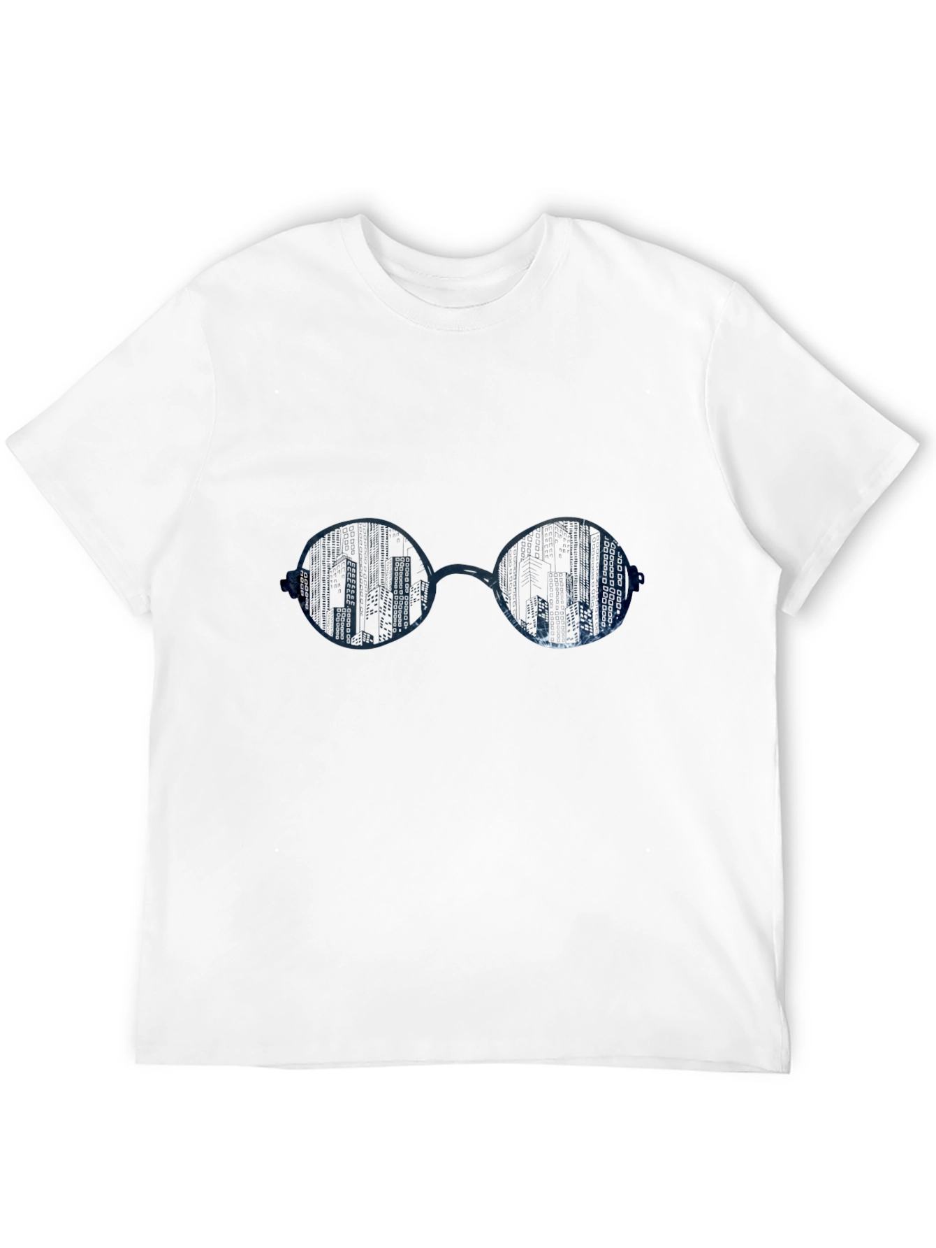 Cityscape Glasses Graphic Tee - Cool Mens Black T-Shirt
