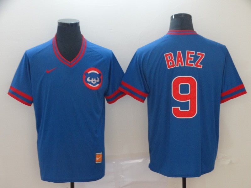 Men's Chicago Cubs Javier Baez #9 Blue Stitched Jerseys
