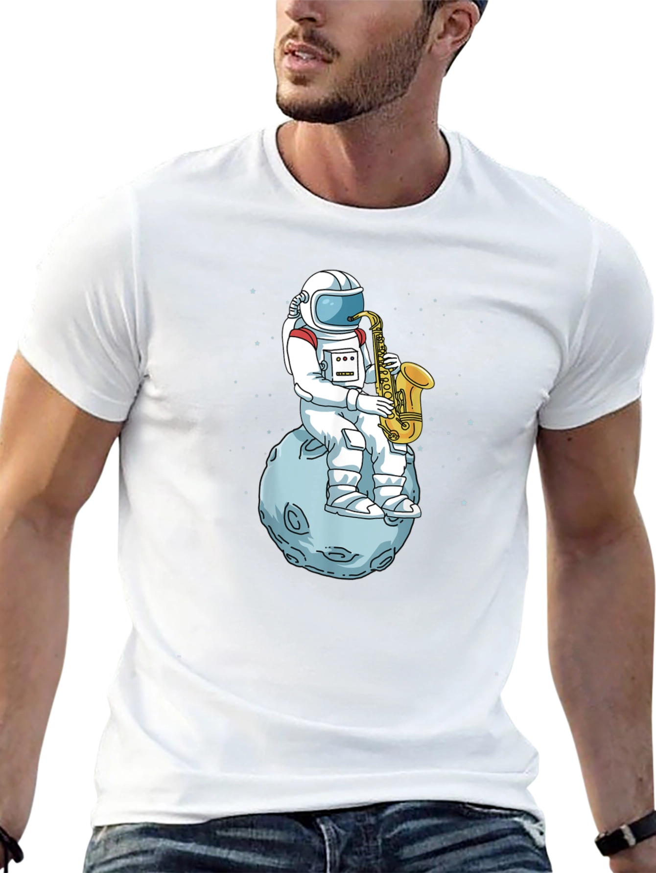 Astronaut Saxophone T-Shirt - Space Musician Tee