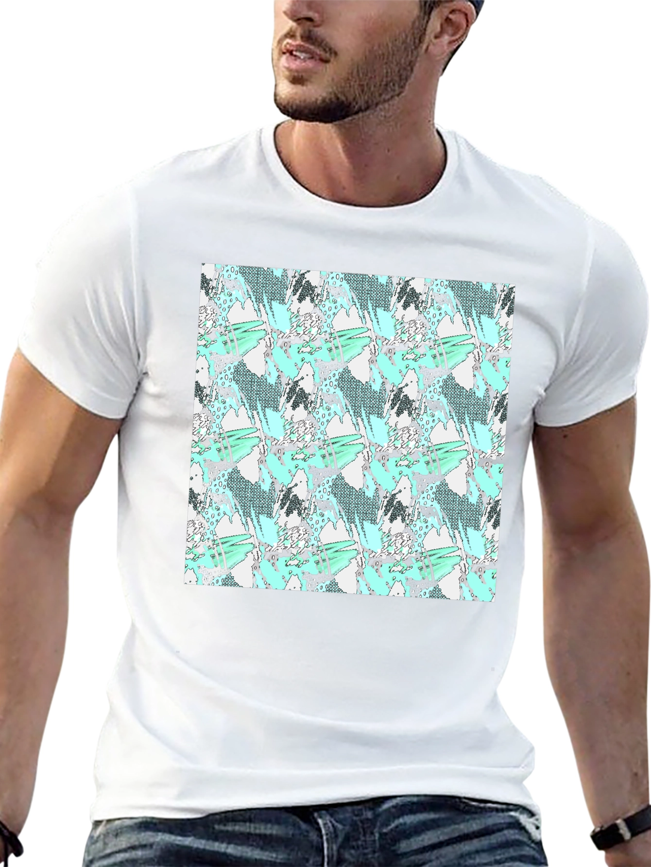 Abstract Print Black Tee