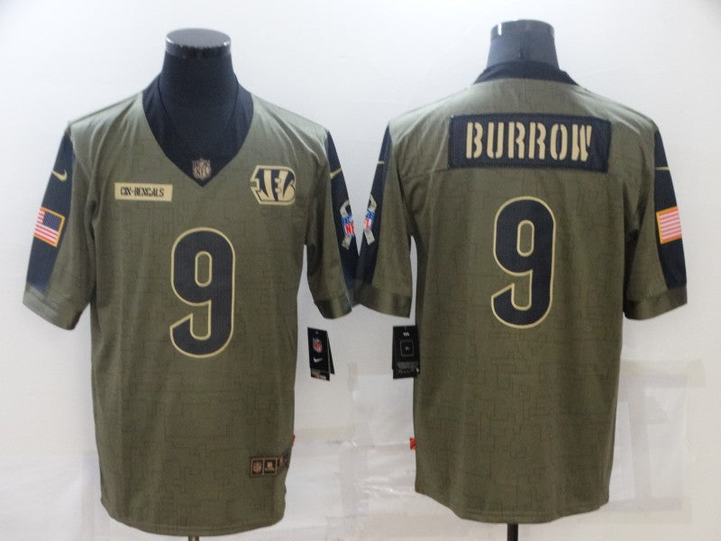 Men's Cincinnati Bengals Joe Burrow #9 Brown Game Player Jerseys
