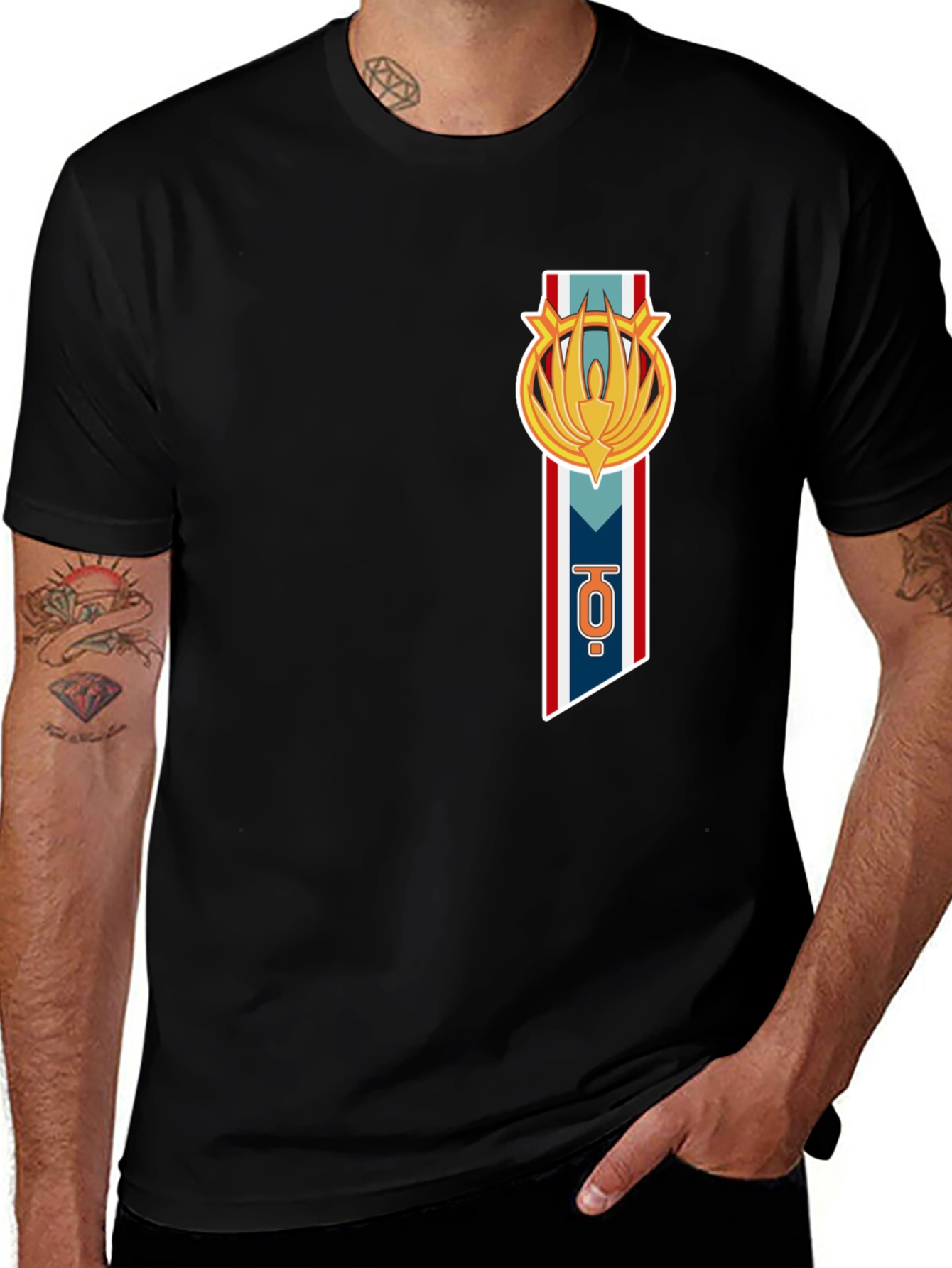 Sci-Fi Medal Graphic Black T-Shirt