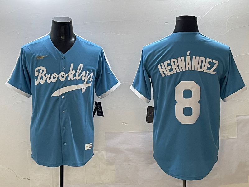 Men's Los Angeles Dodgers Enrique Hernandez #8 Light Blue Cooperstown Collection Limited Player Jerseys