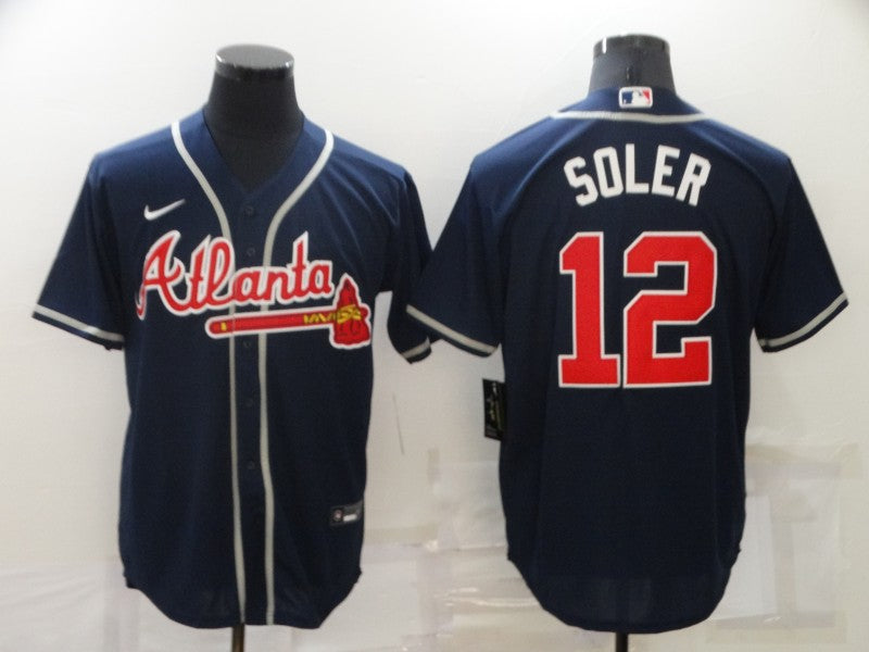 Men's Atlanta Braves Jorge Soler #12 Navy Replica Player Jerseys