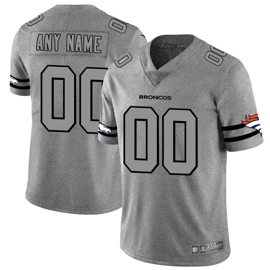 Custom1 Denver Broncos 2019 Gray Gridiron Gray Vapor Untouchable Limited Jerseys Stitched Jerseys American Football Jerseys