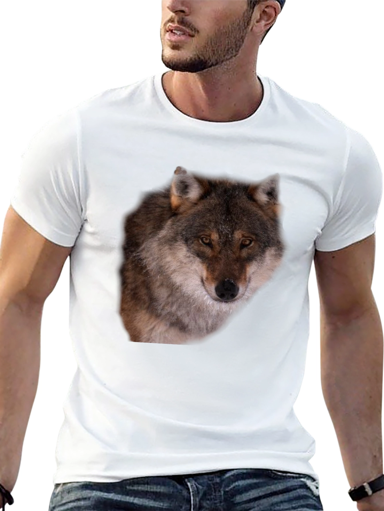 Wolf Graphic Tee - Black Animal Print T-Shirt