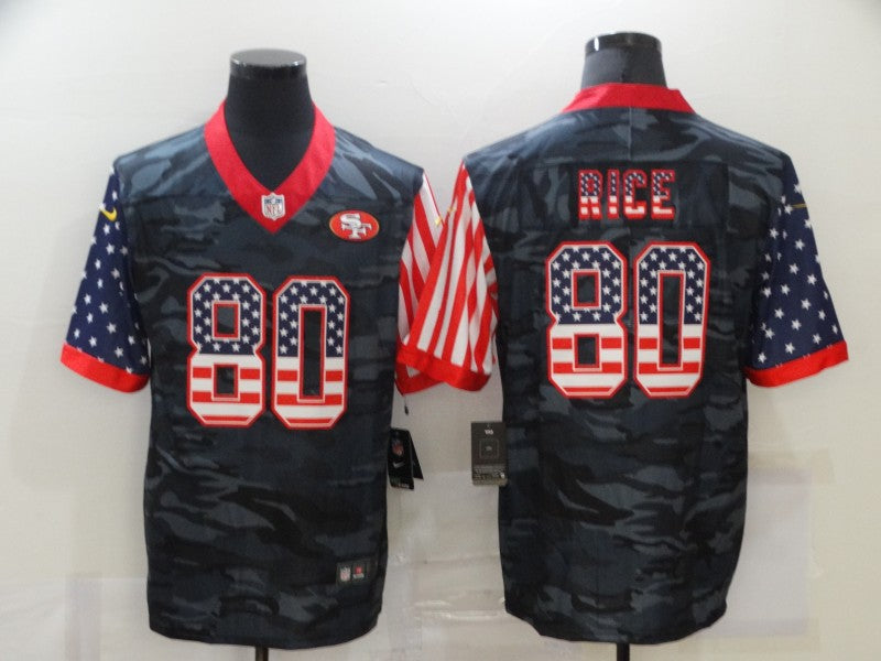 Men's San Francisco 49ers Jerry Rice #80 Gray Camouflage Game Player Jerseys