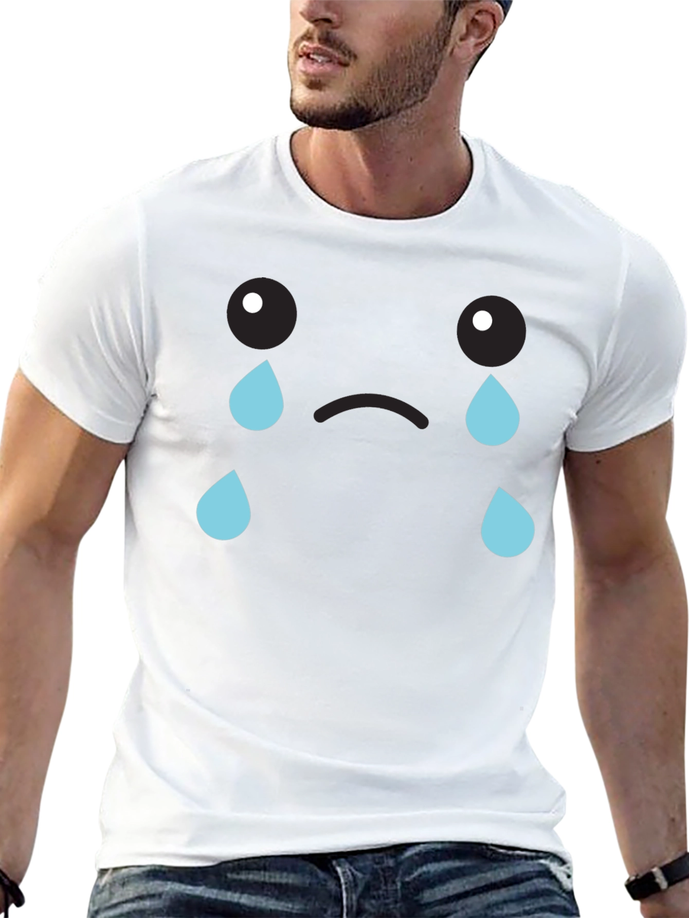 Sad Emoji Graphic T-Shirt - Unisex Black Tee