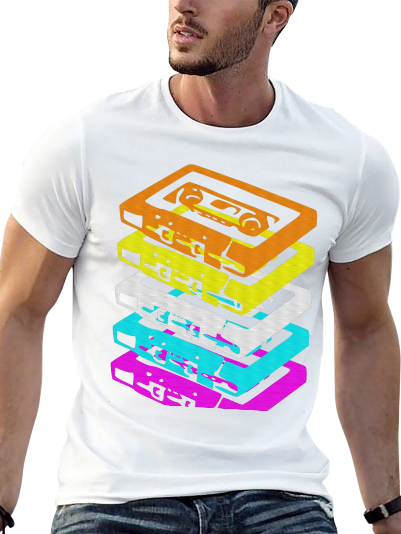Retro Cassette Stack Graphic Tee