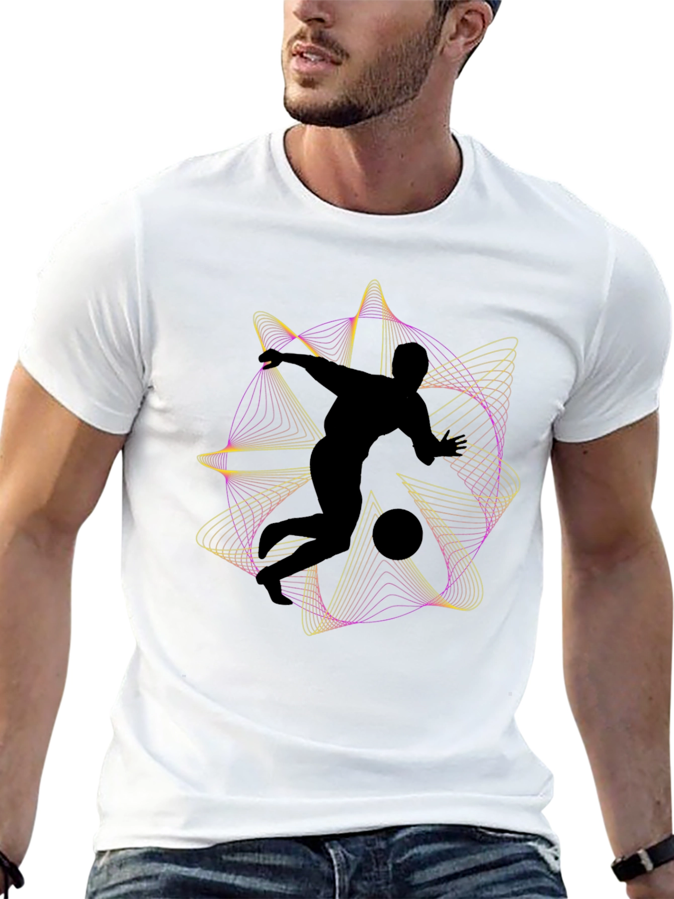 Abstract Soccer Black T-Shirt