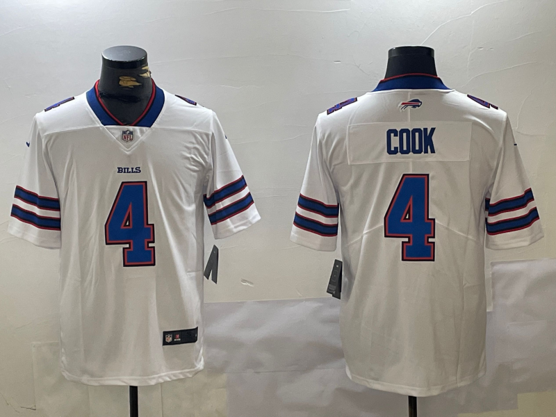 Men's Buffalo Bills James Cook #4 White Game Player Jerseys