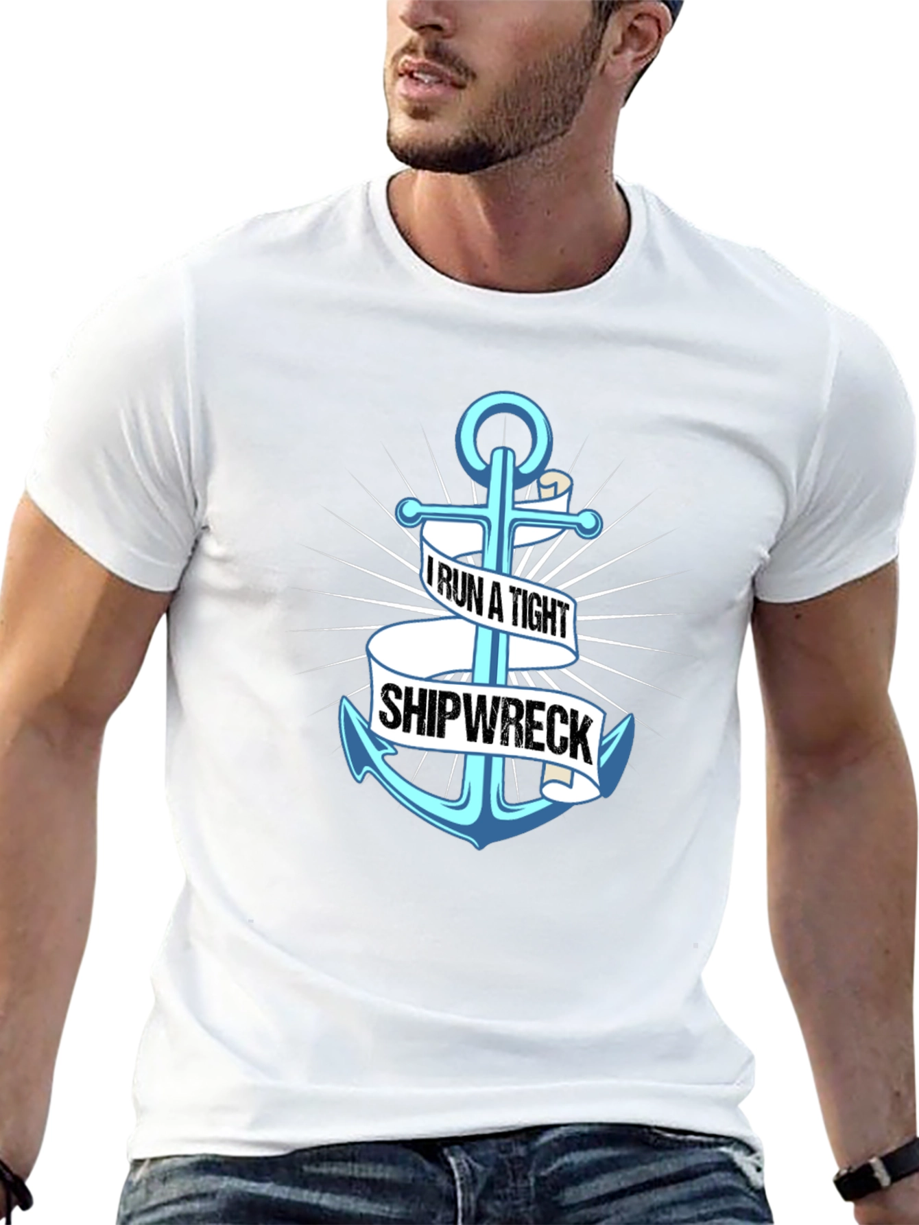 I Run A Tight Shipwreck Anchor Graphic Tee