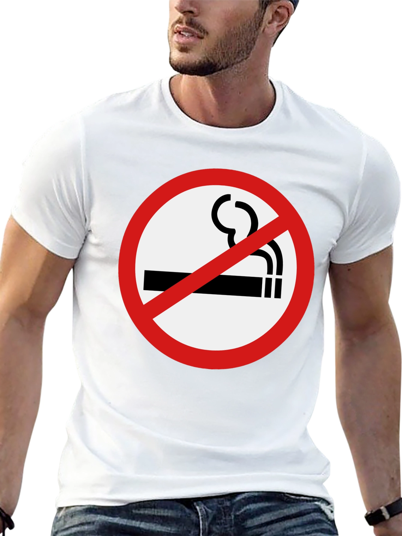 No Smoking Graphic Tee - Stylish Black T-Shirt