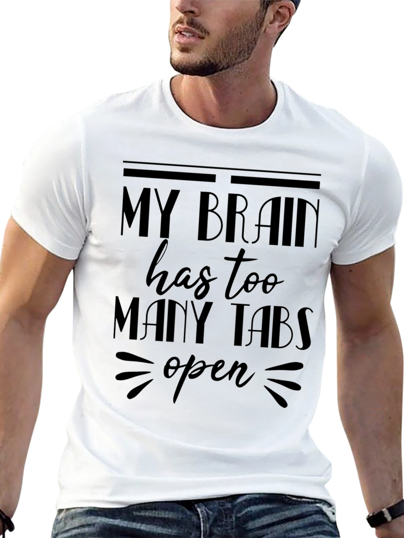 My Brain Has Too Many Tabs Open Black T-Shirt
