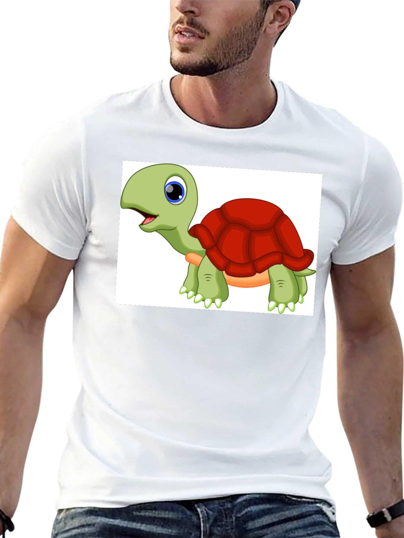 Cartoon Turtle Graphic Tee - Black