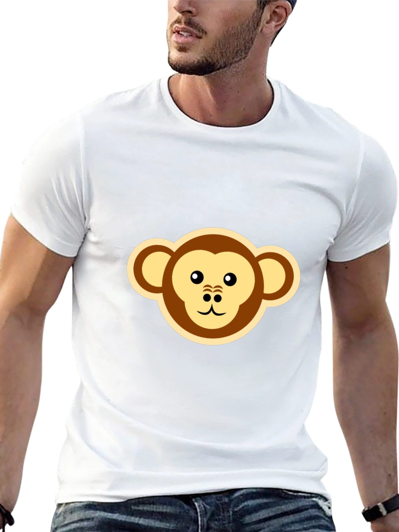 Monkey Face Graphic Tee - Black Casual T-Shirt