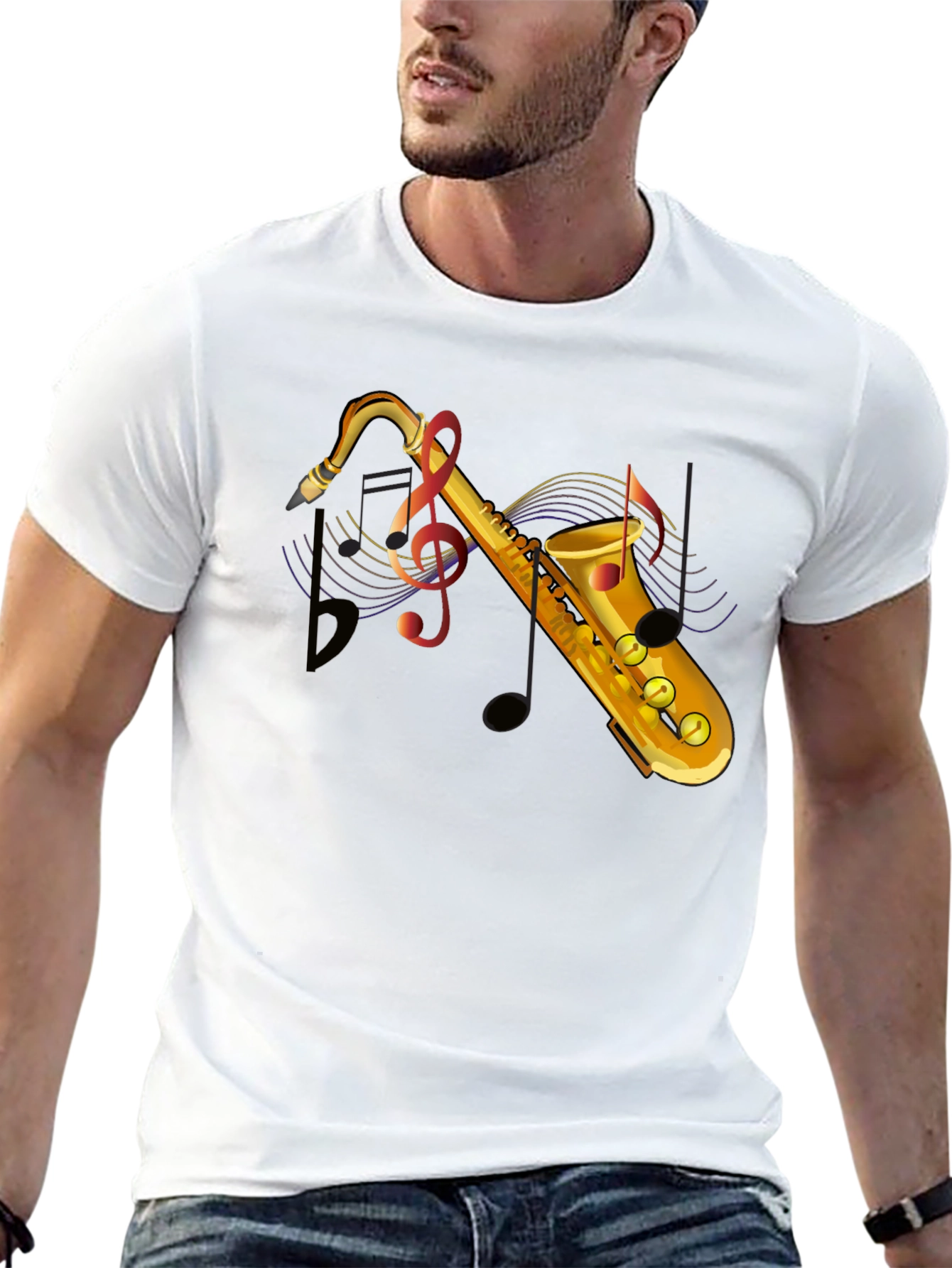 Saxophone Music T-Shirt - Mens Graphic Tee