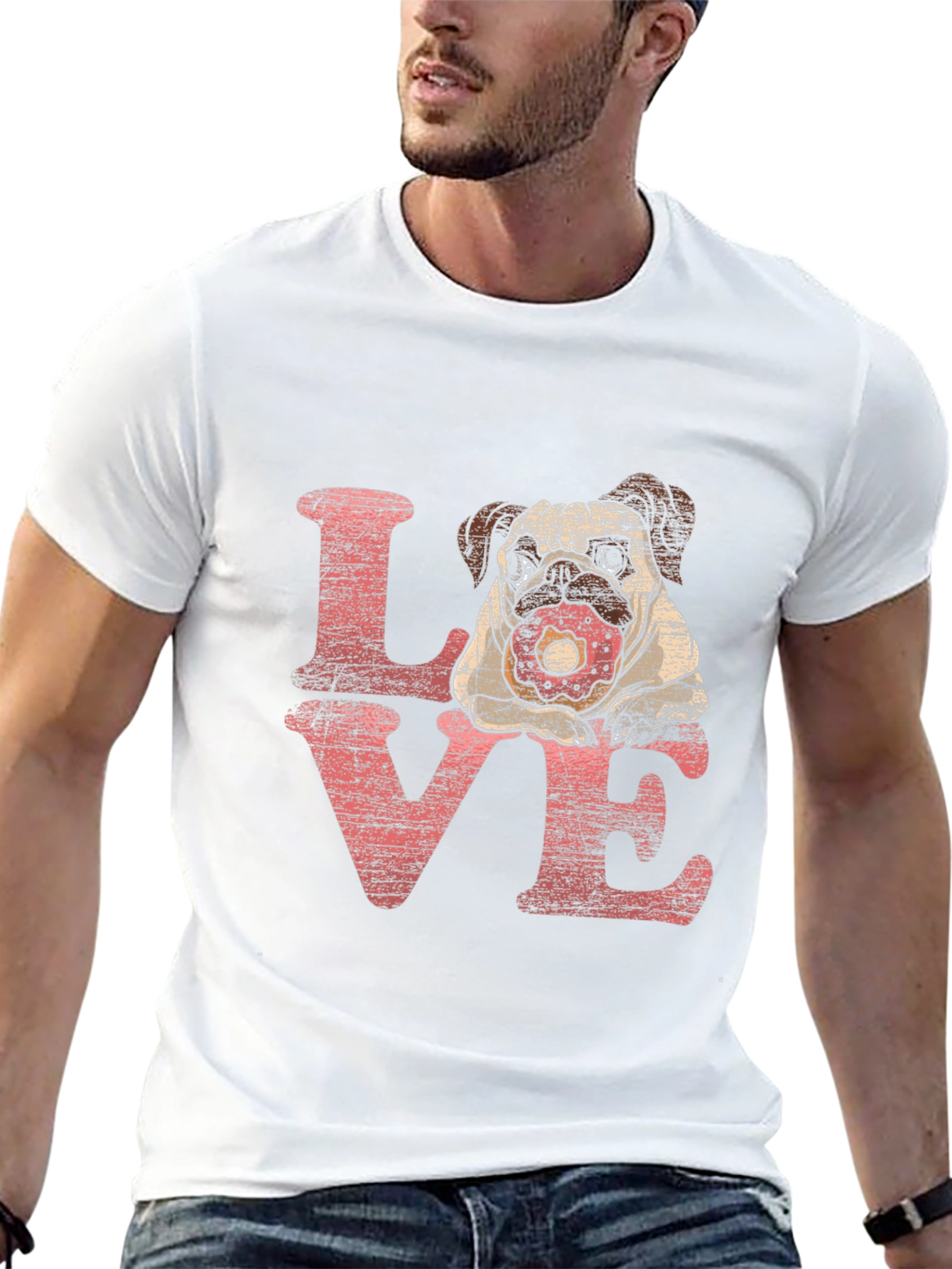 Pug Love Donut Graphic Black T-Shirt