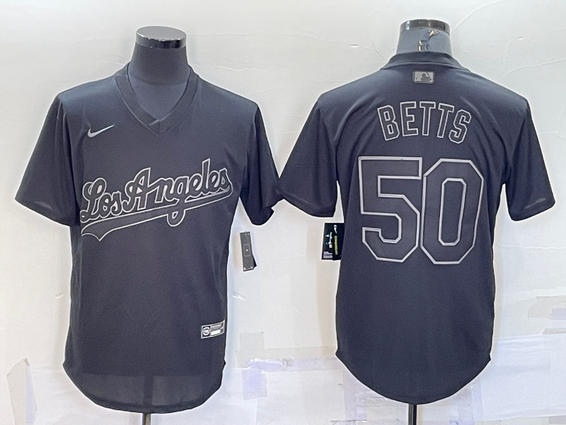 Men's Los Angeles Dodgers Mookie Betts #50 Black Authentic Game Jerseys