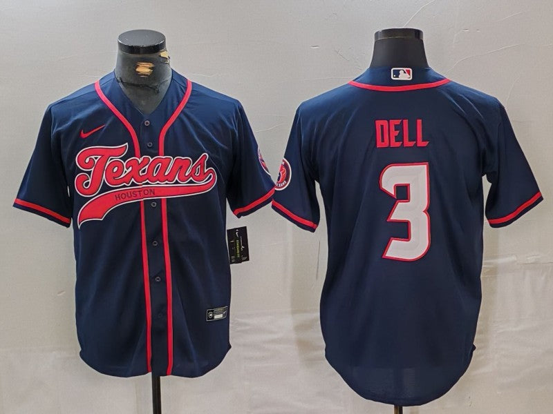 Men's Houston Texans Tank Dell #3 Navy Player Jerseys