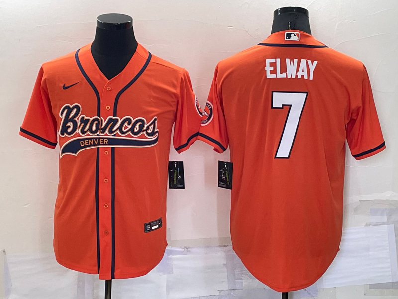 Men's Denver Broncos John Elway #7 Orange Game Jerseys Joint Edition