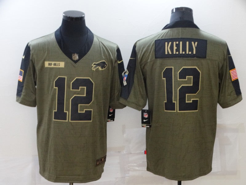 Men's Buffalo Bills Jim Kelly #12 Brown Game Jerseys