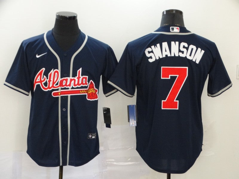 Men's Atlanta Braves Dansby Swanson #7 Navy Replica Player Jerseys