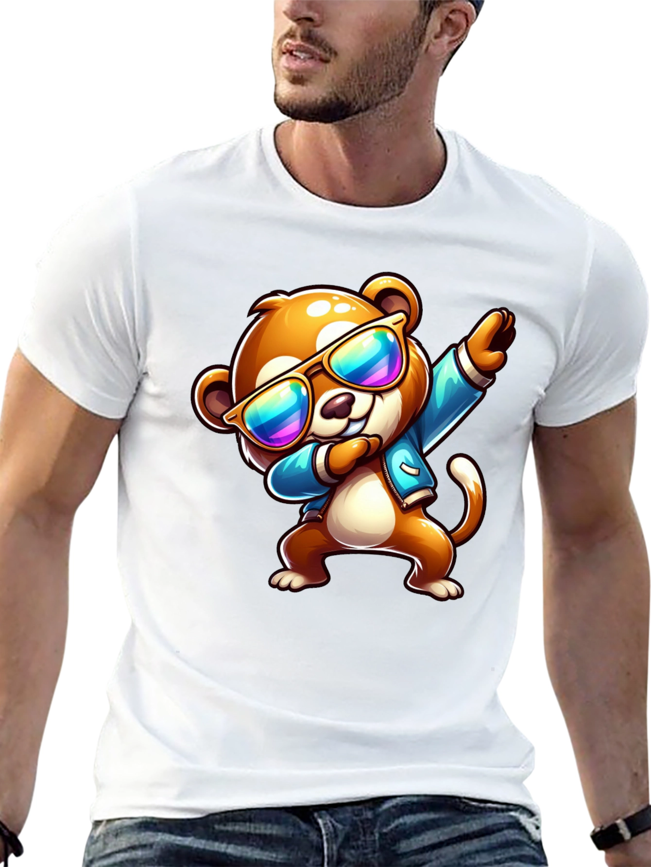 Cool Dabbing Cartoon Bear Graphic Tee