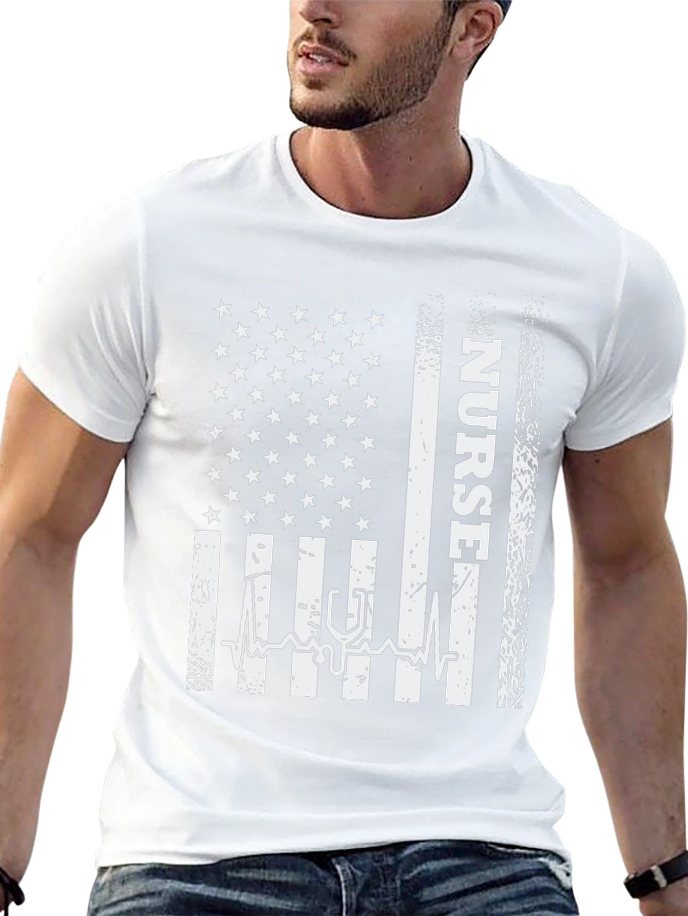 Nurse American Flag Graphic Tee - Black
