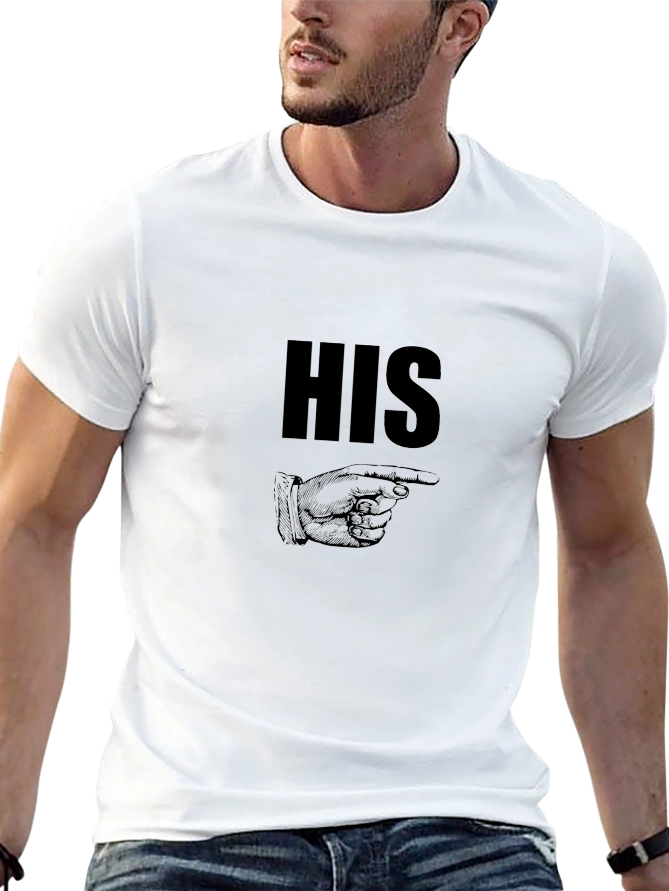 Mens Black His Graphic Tee