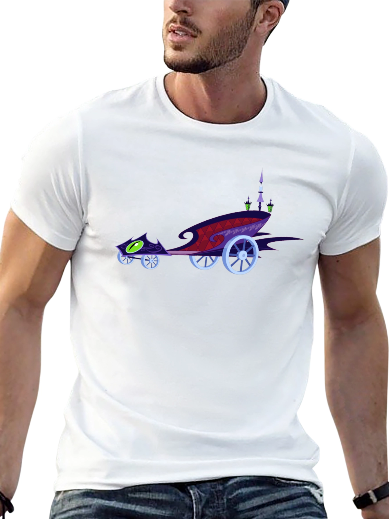 Cartoon Carriage Black T-Shirt