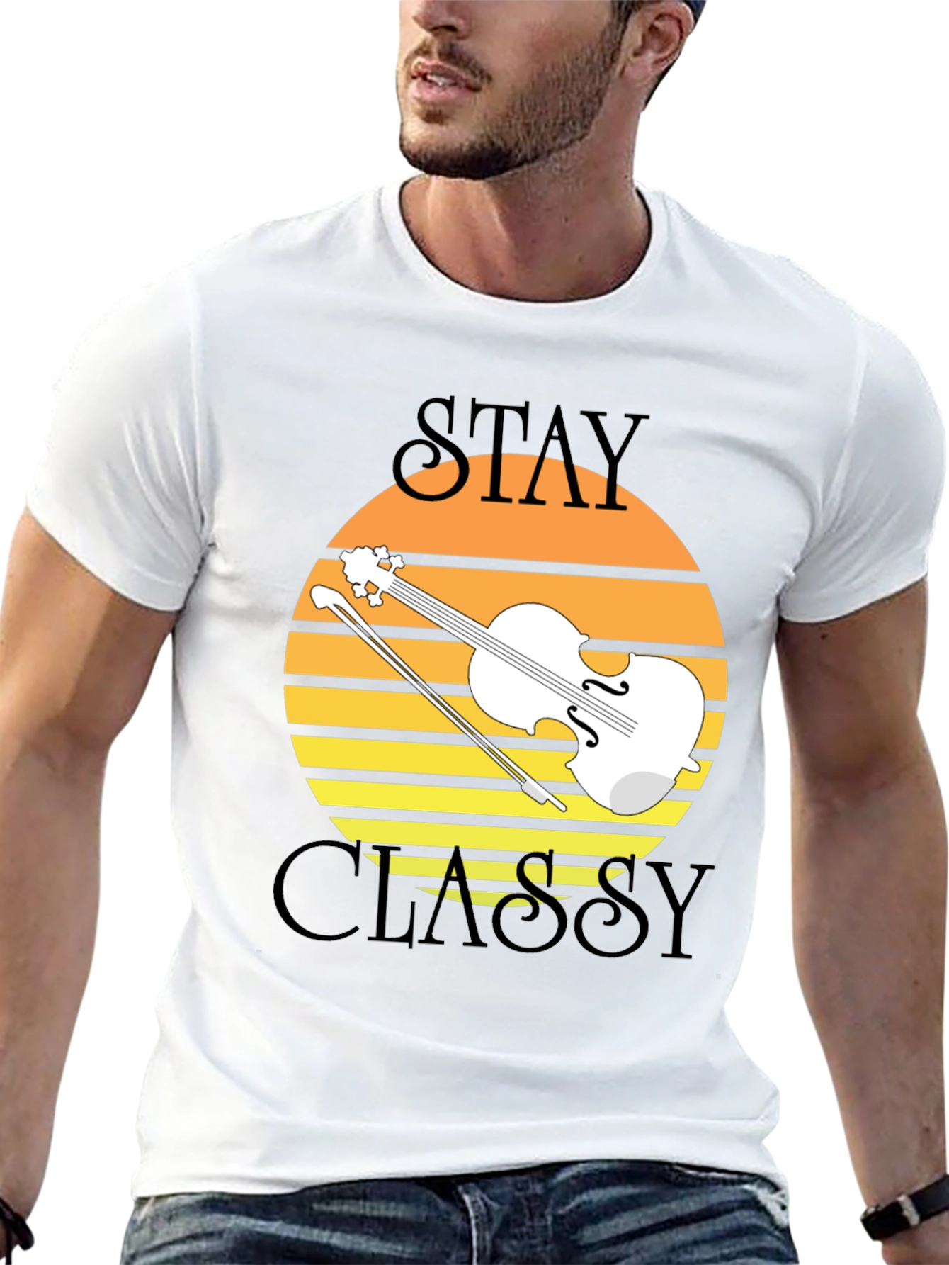 Stay Classy Violin Sunset Graphic Tee