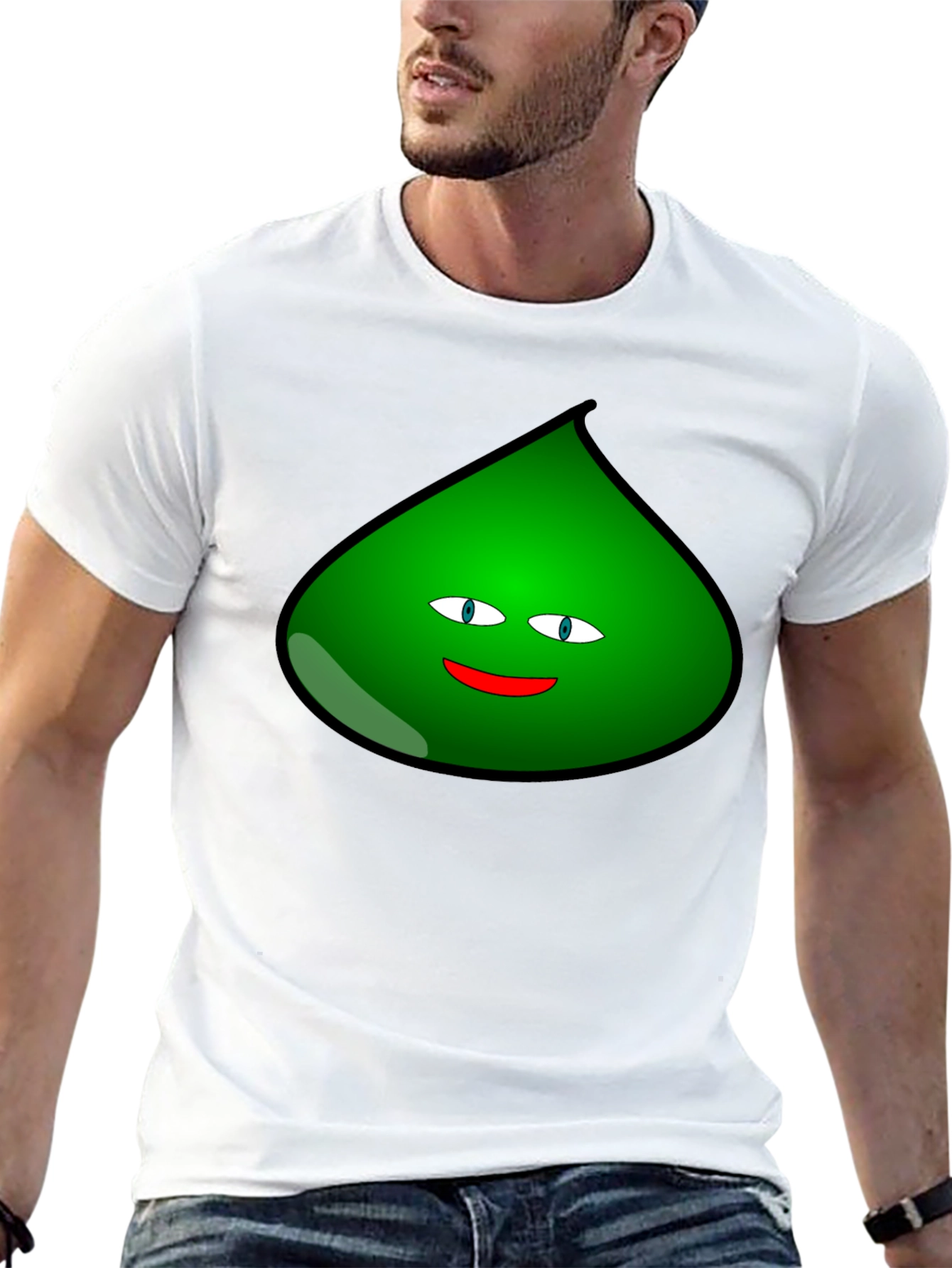 Fun Green Blob Graphic T-Shirt - Black