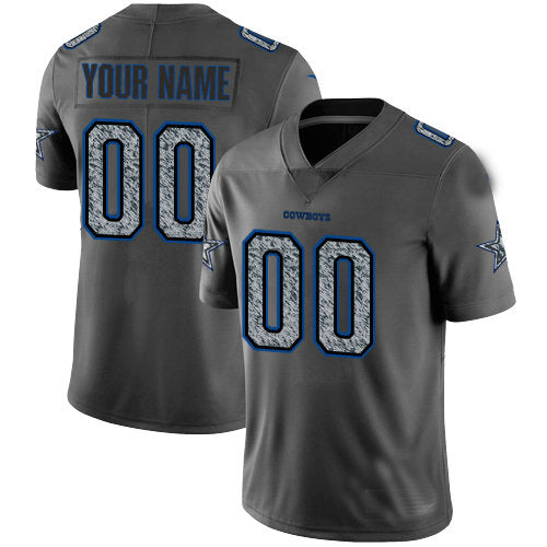 Custom1 Dallas Cowboys Gray Static Vapor Untouchable Limited Jerseys Stitched Jerseys Football Jerseys