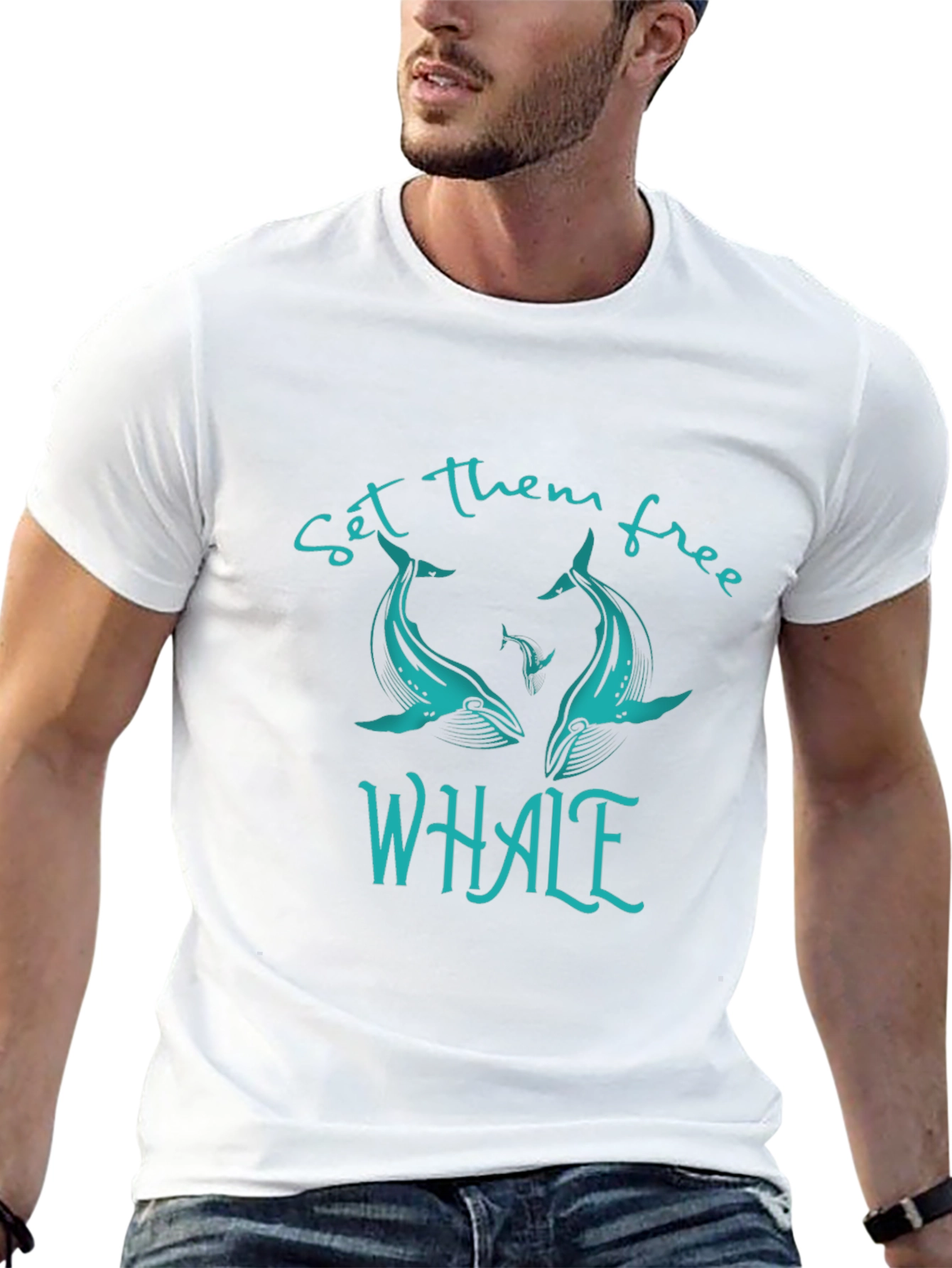 Whale Graphic Print T-Shirt - Set Them Free Design