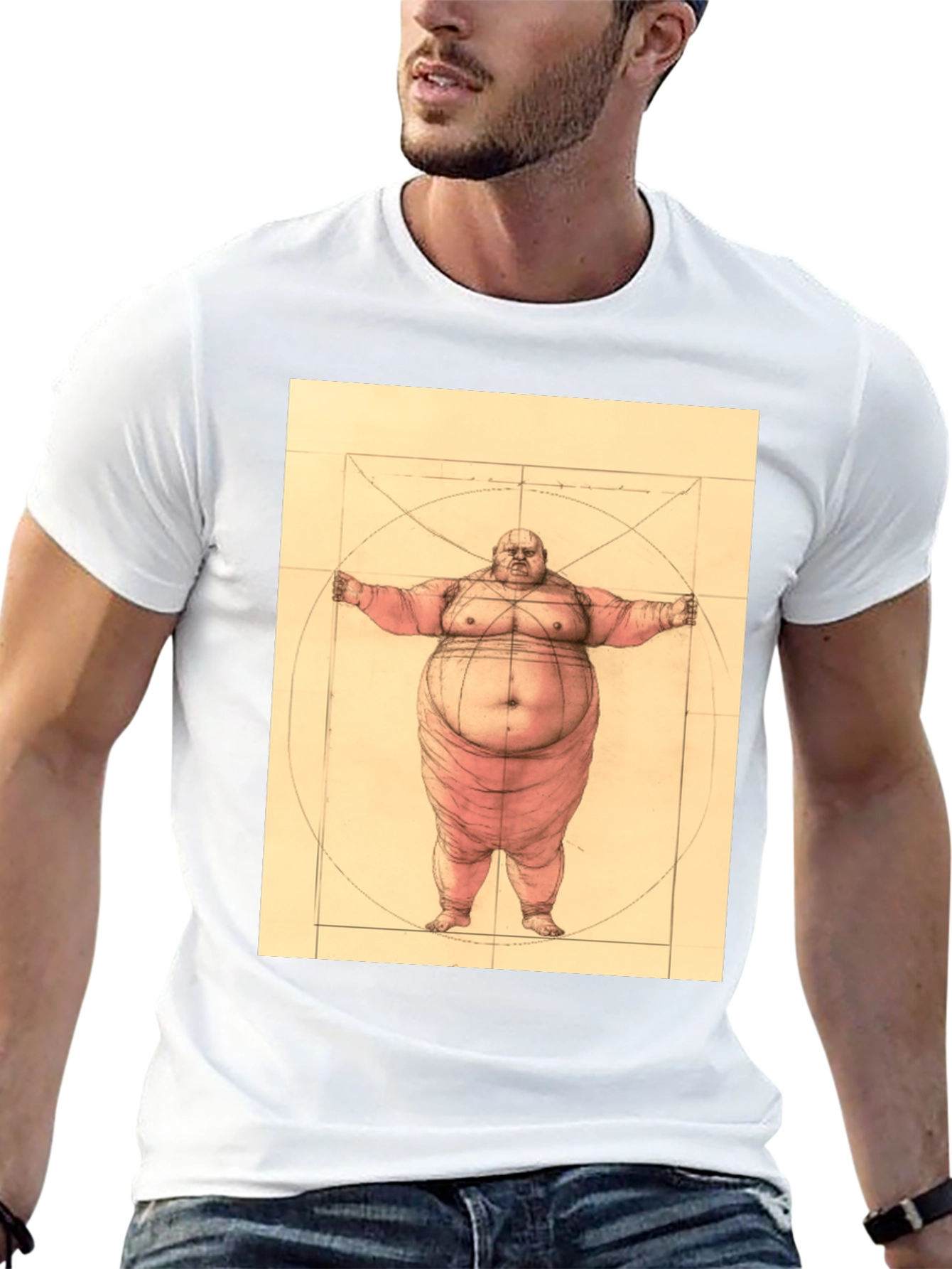 Vitruvian Man Parody T-Shirt - Funny Graphic Tee