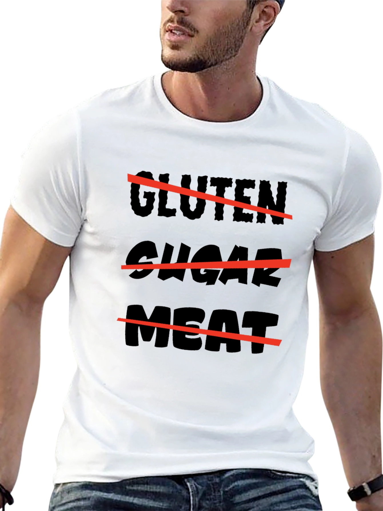 Gluten Sugar Meat Black T-Shirt