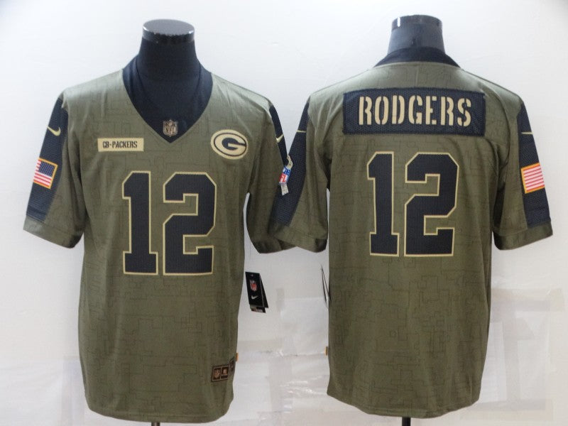 Men's Green Bay Packers Aaron Rodgers #12 Brown Game Player Jerseys