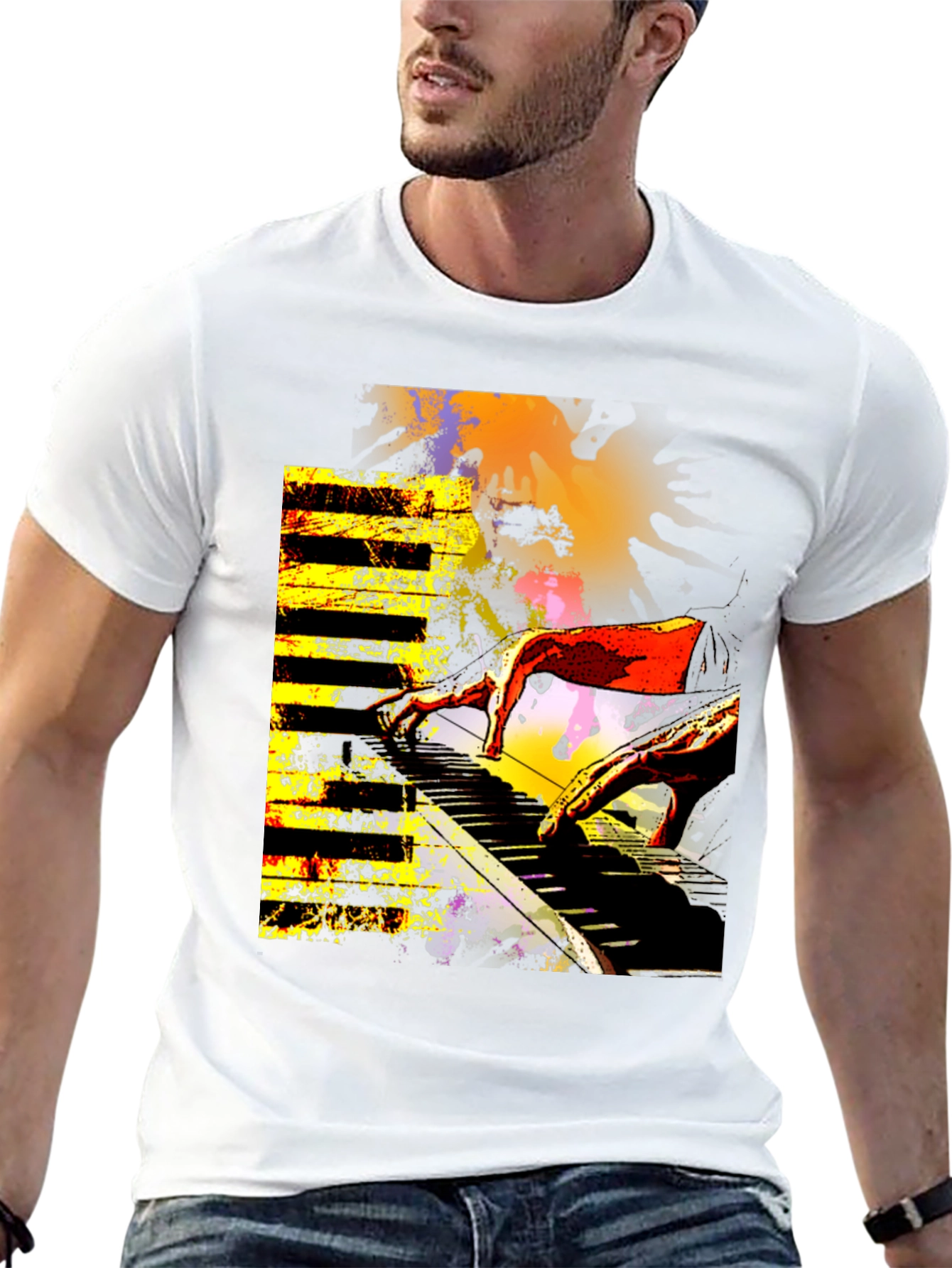 Abstract Piano Keys Graphic T-Shirt