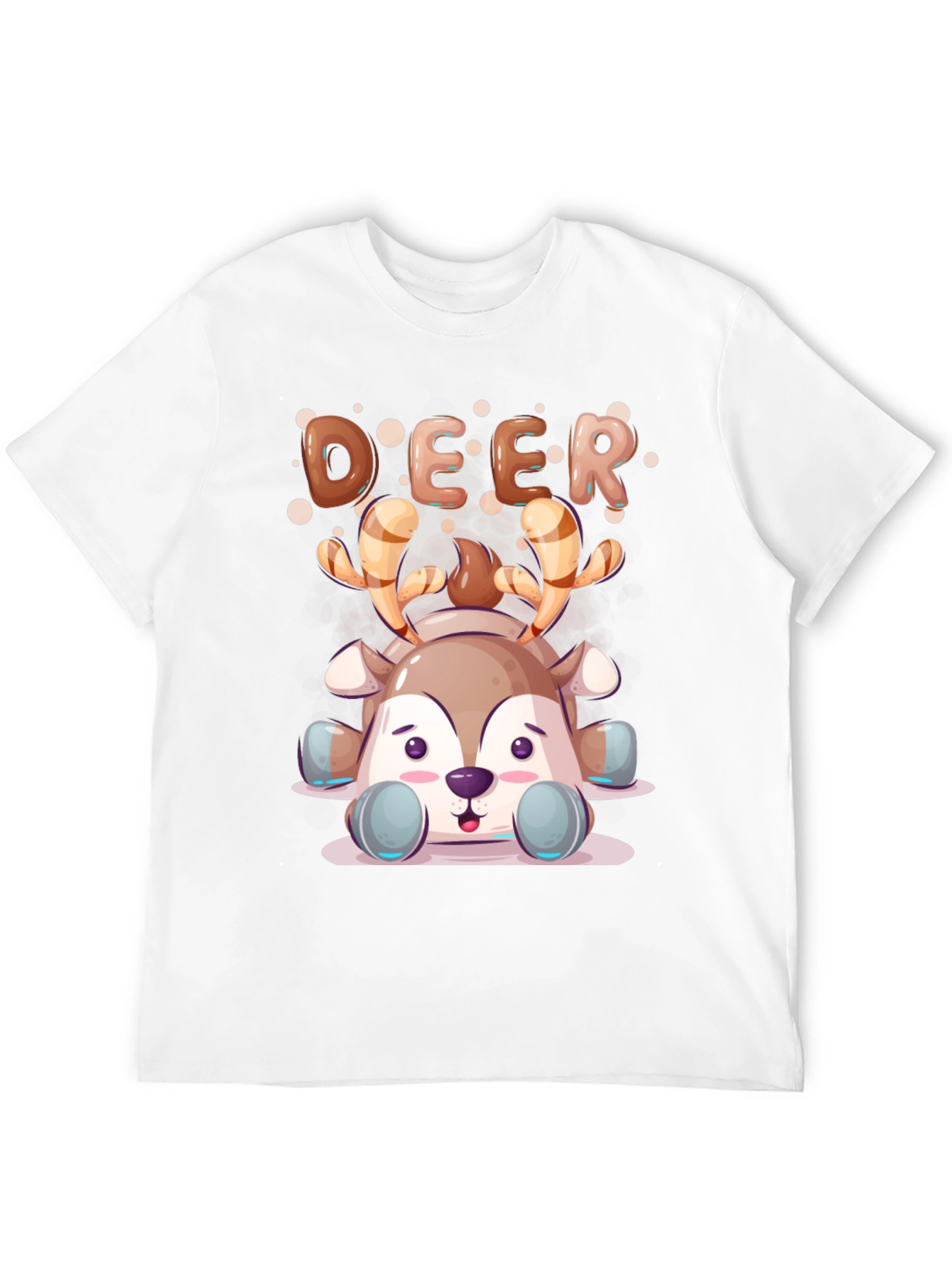 Cute Cartoon Deer Black T-Shirt