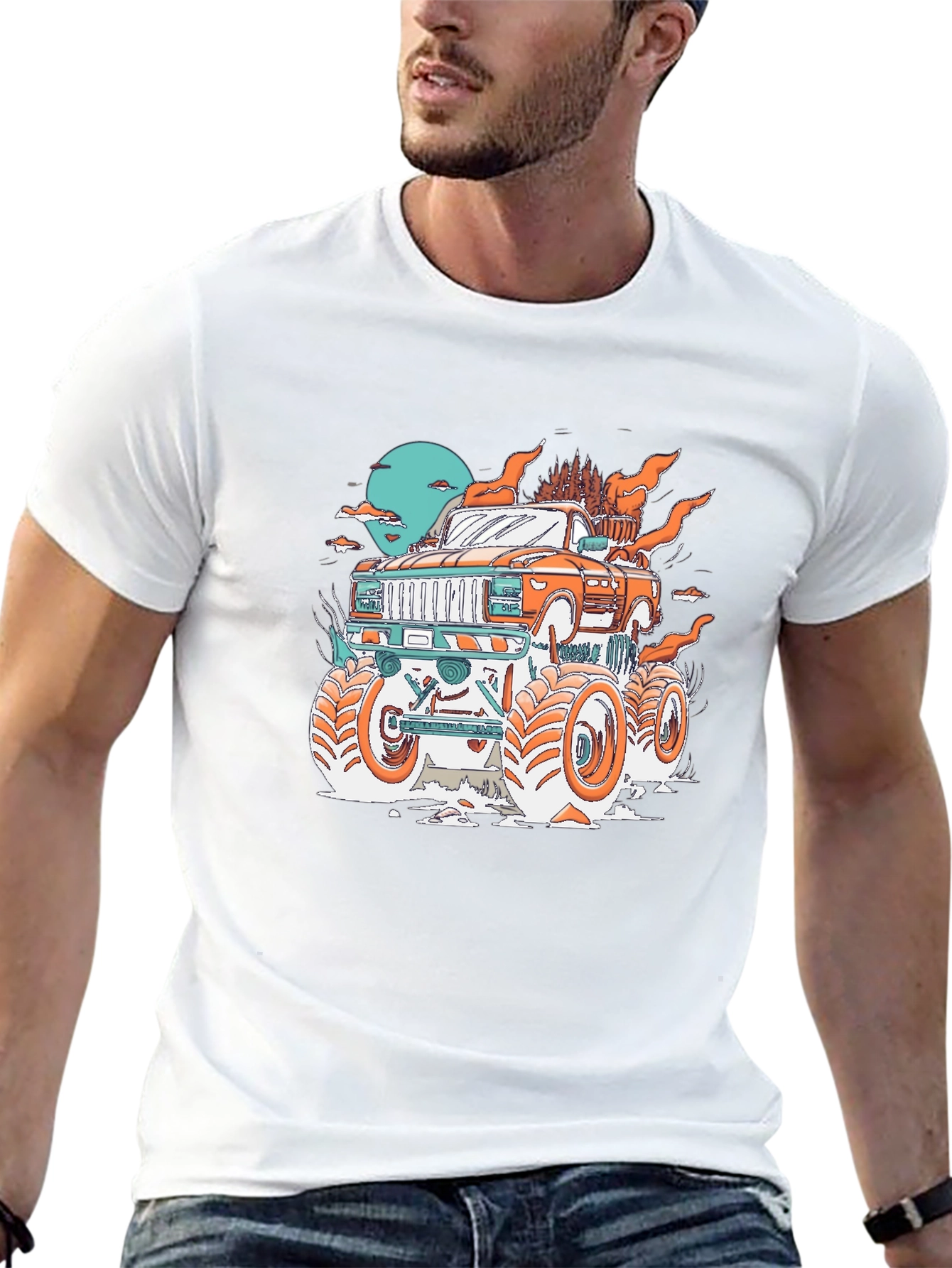 Monster Truck Graphic Print Black T-Shirt