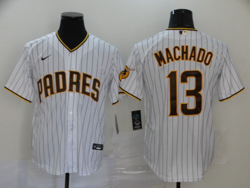 Men's San Diego Padres #13 Manny Machado White Stitched Jerseys