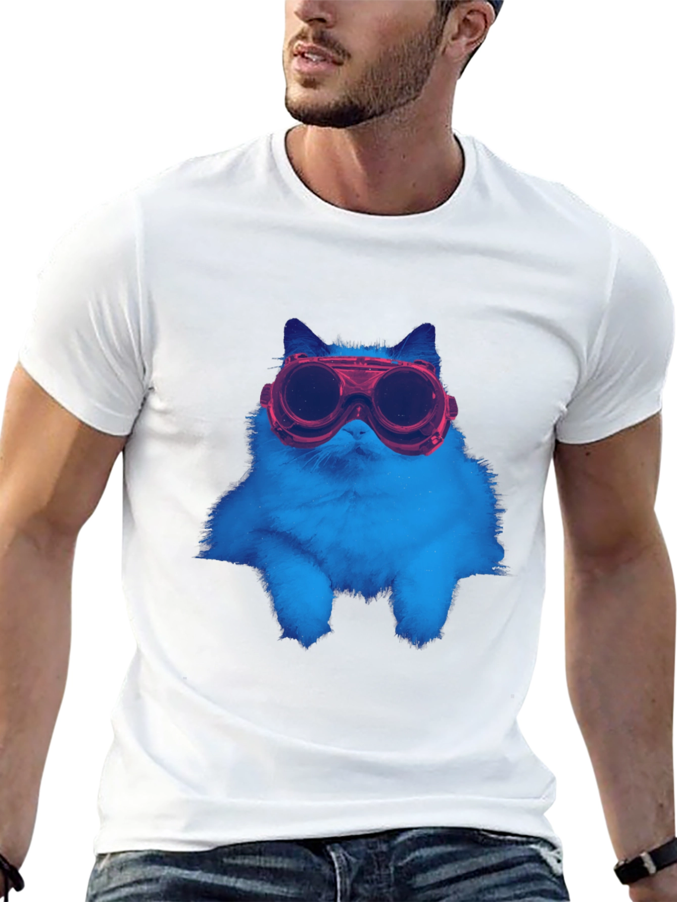 Cool Cat Goggles T-Shirt - Unique Graphic Tee