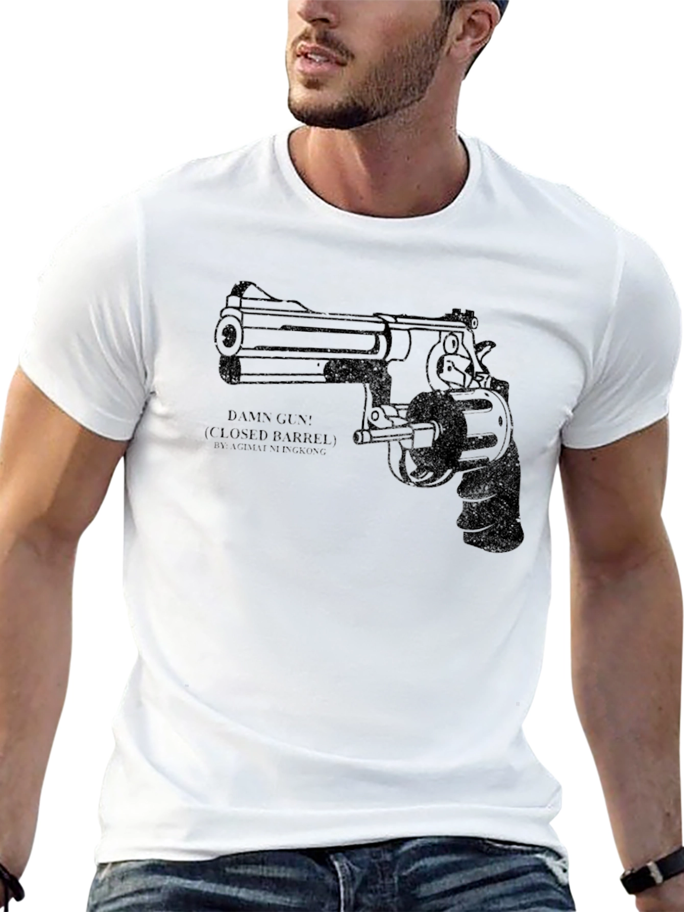 Damn Gun Graphic Tee - Black Cotton Blend T-Shirt