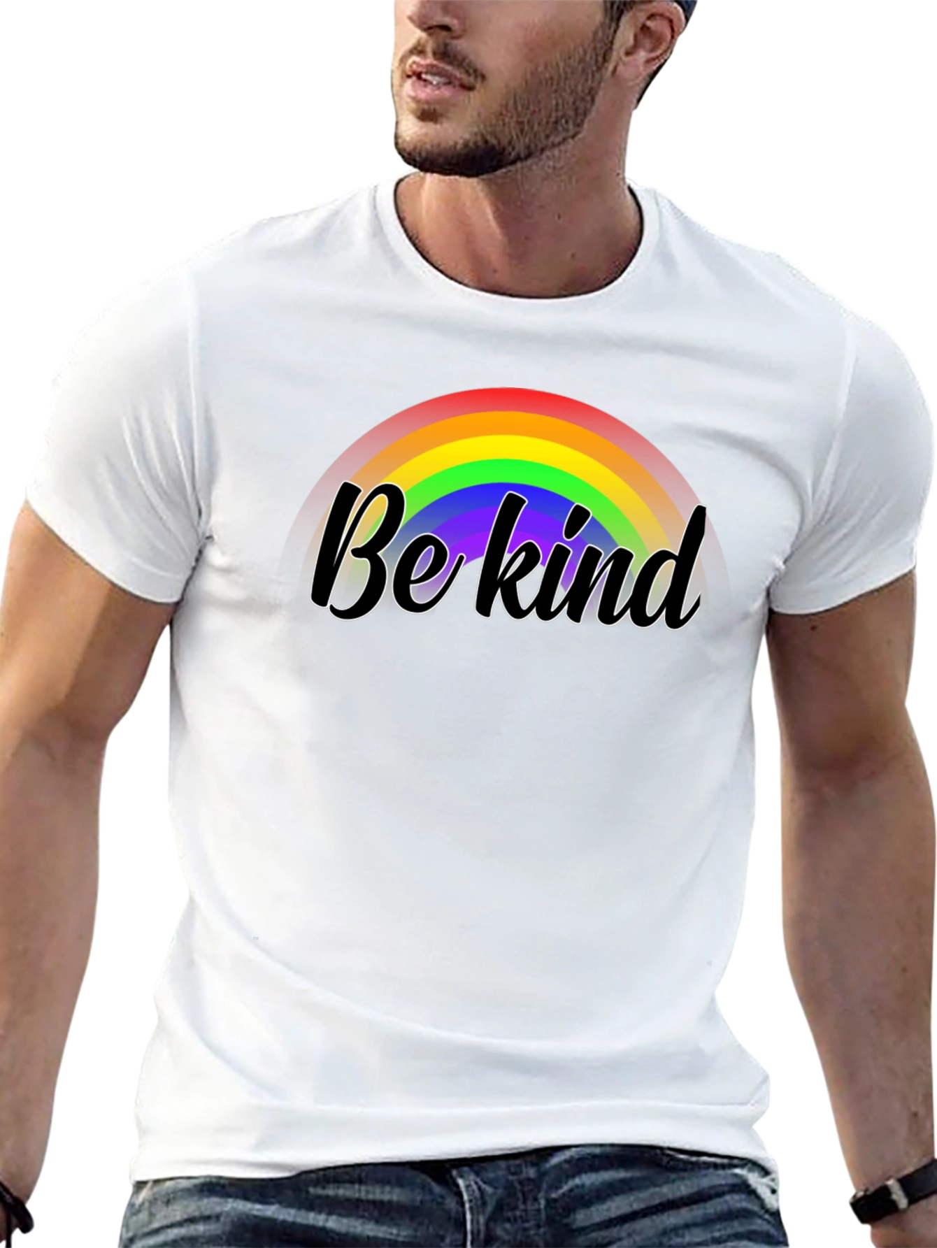 Be Kind Rainbow Graphic Black Tee