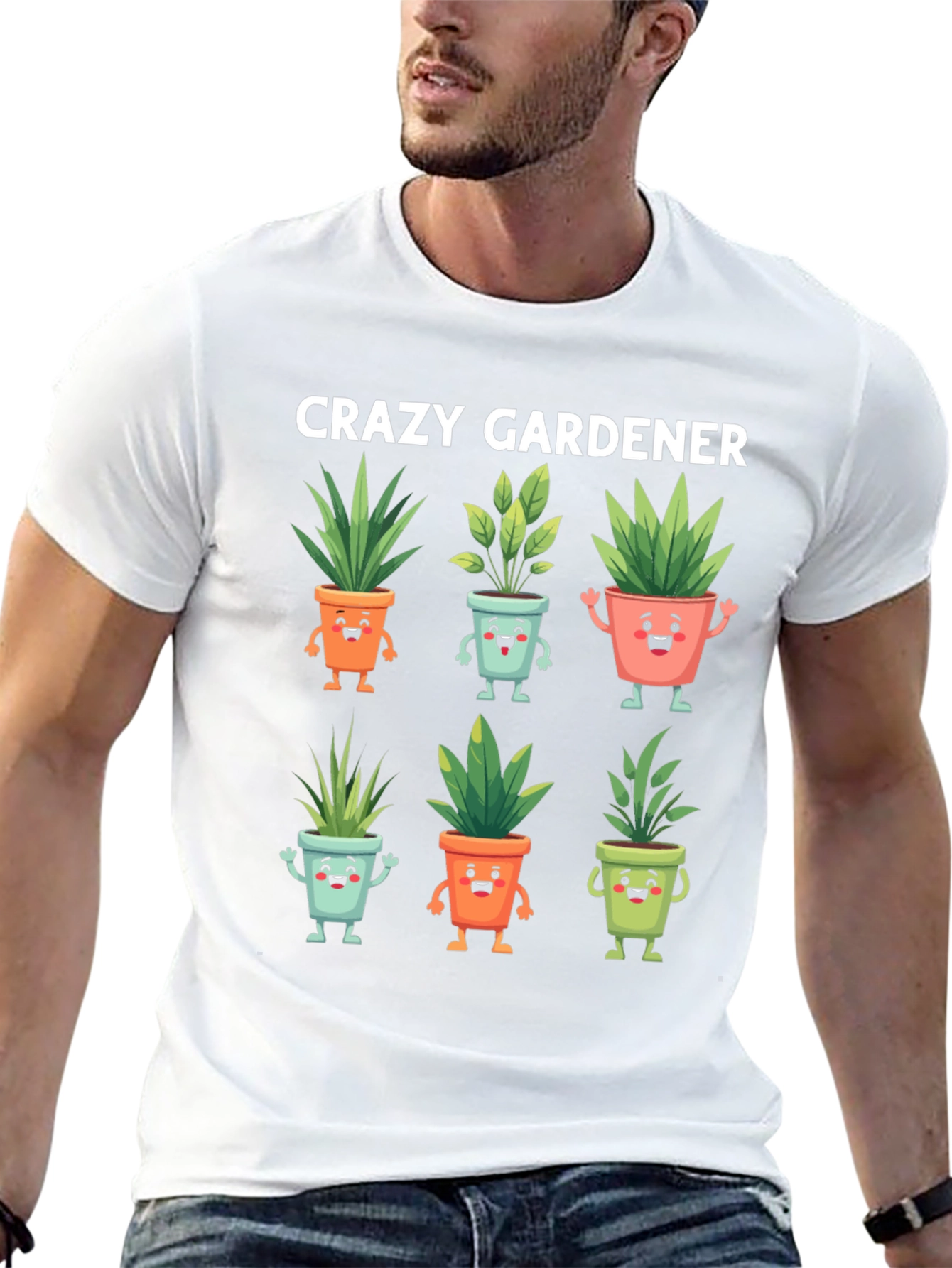 Crazy Gardener Graphic Tee - Potted Plant Design