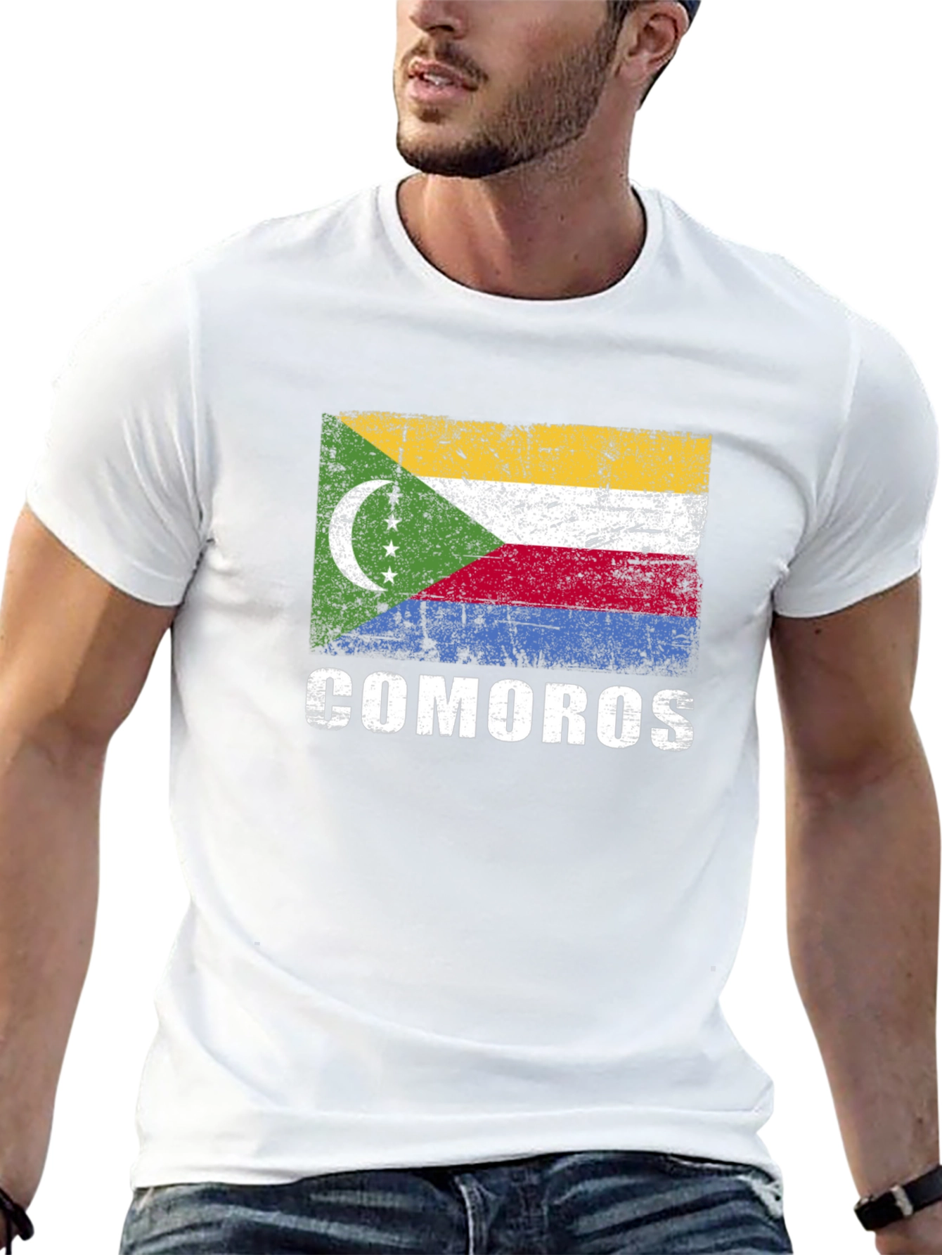 Comoros Flag T-Shirt - Distressed Graphic Tee