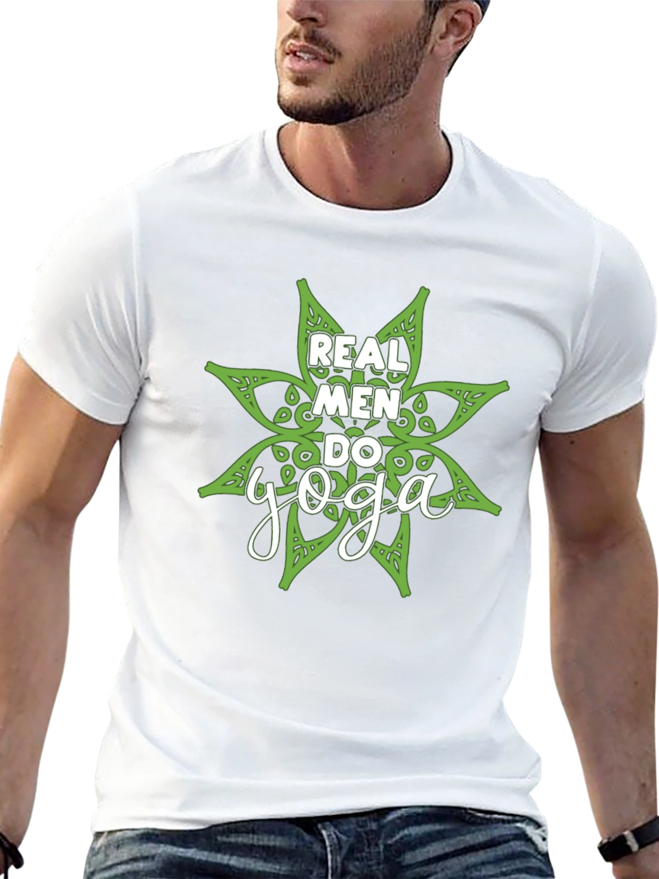 Real Men Do Yoga Black Graphic T-Shirt